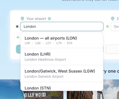 an example with London airports merged into one