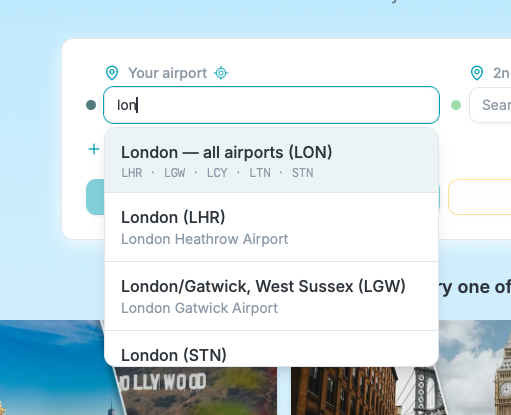 an example with London airports merged into one