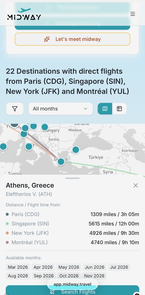 On a mobile device, the challenge is to make enough room for the cities list but also still having some space to zoom in and out on the map
