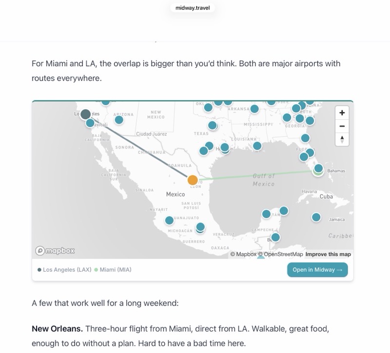 Interactive Midway map for Los Angeles and Miami