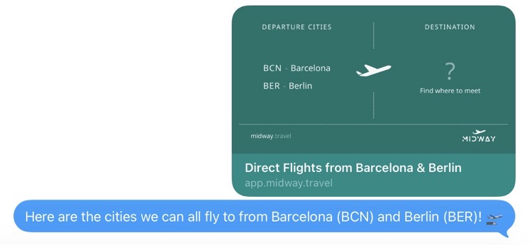 or simply sharing the list of potential destinations