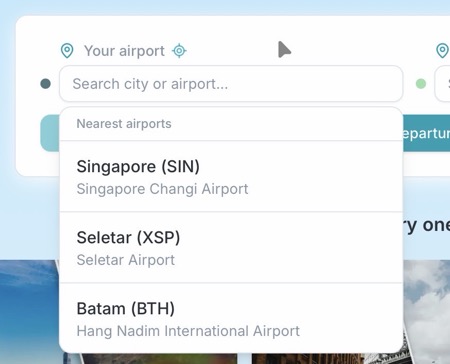 Suggestion of airports based on your location